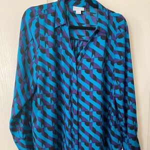 Liz Claiborne Blue and Purple Geometric Blouse